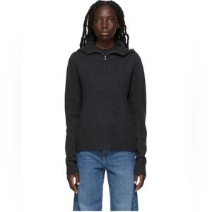 Charcoal gray TOTÊME Cashmere Quarter-Zip classy Hoodie